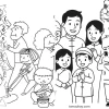 Bộ tranh tô màu gia đình ngày tết đẹp nhất cho bé yêu