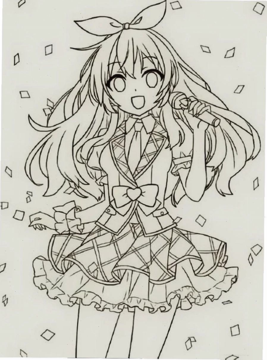 Tranh tô màu nhân vật vui vẻ anime girl tranh tô màu anime đẹp nhất đang mỉm cười