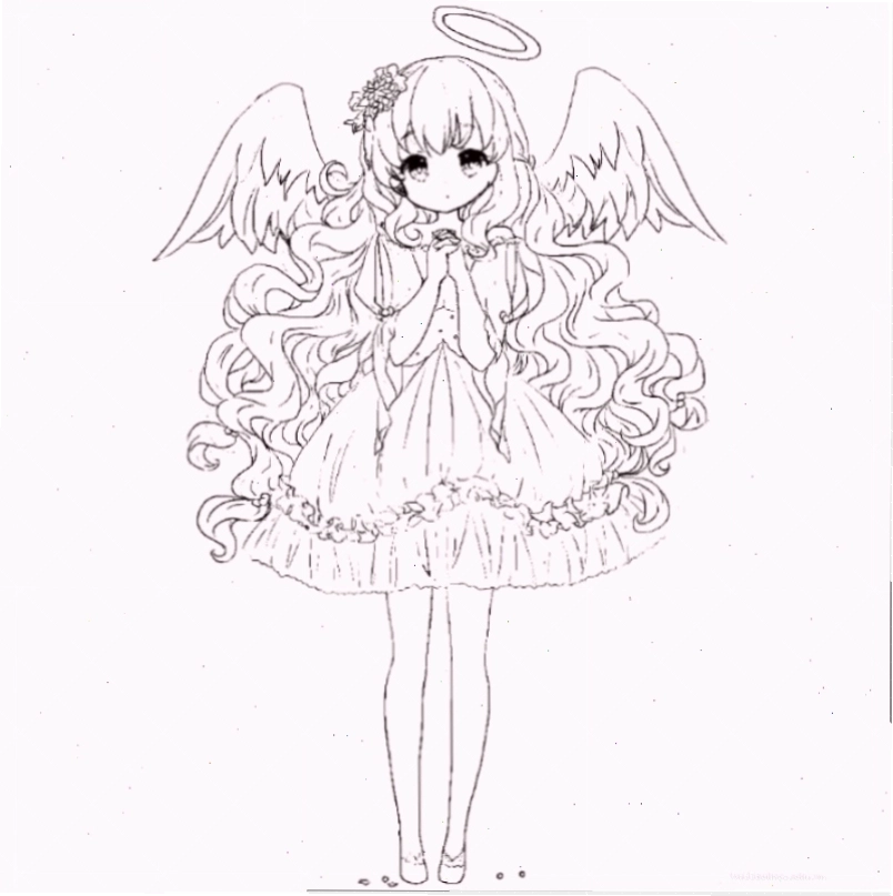 anime girl tranh tô màu anime đẹp nhất đeo phụ kiện