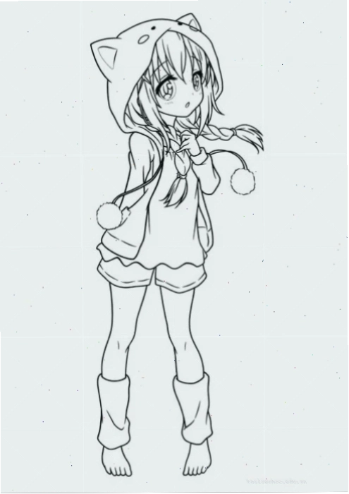 anime girl tranh tô màu anime đẹp nhất trang phục gọn gàng