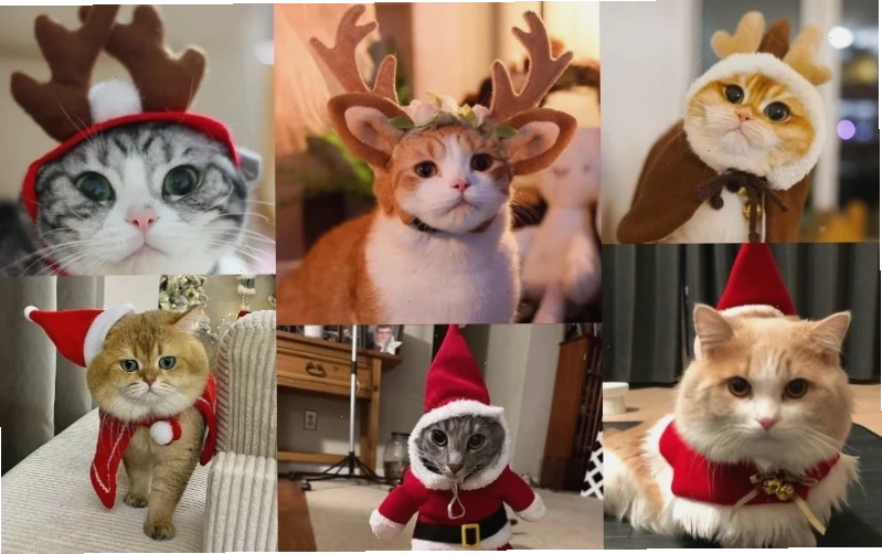 Avatar mèo nghệ thuật Avatar mèo noel meme trắng đen