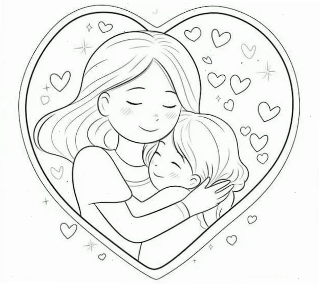 Bé đang tập trung tô màu chân dung mẹ cẩn thận