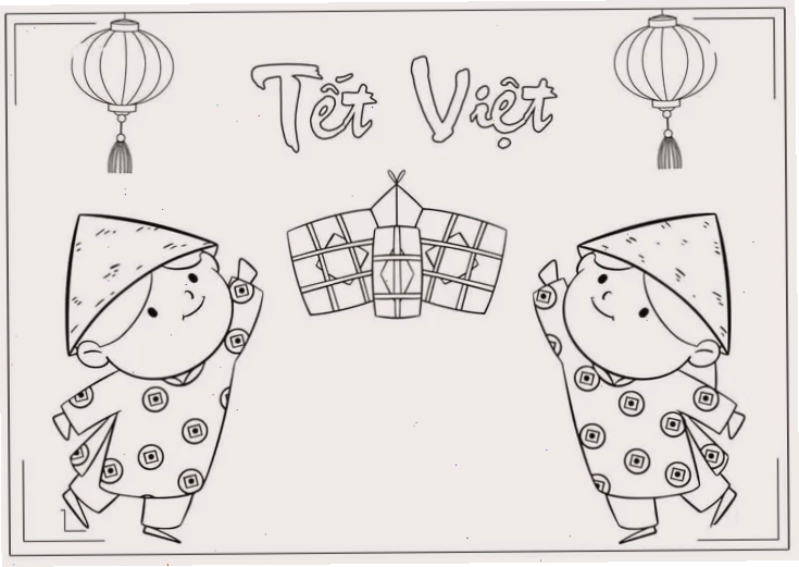 tranh gói bánh chưng bé tập tô màu tranh tô màu chủ đề tết