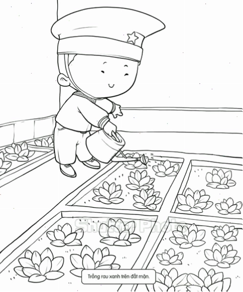 bé thực hiện chú bộ đội hải quân tô màu