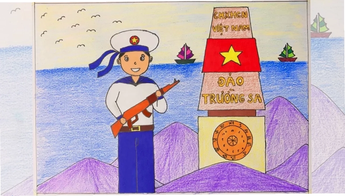 bé thực hiện chú bộ đội hải quân tô màu