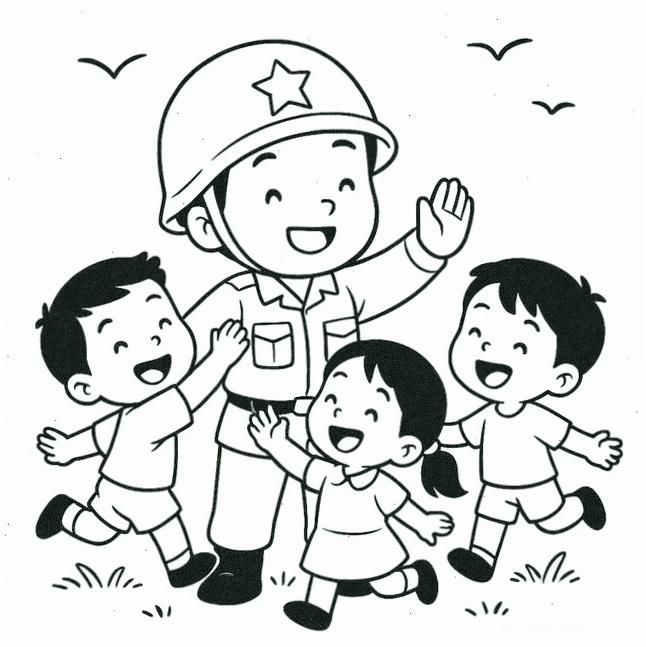 bé thực hiện chú bộ đội hải quân tô màu