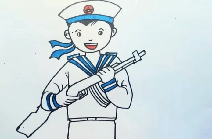 bé thực hiện chú bộ đội hải quân tô màu