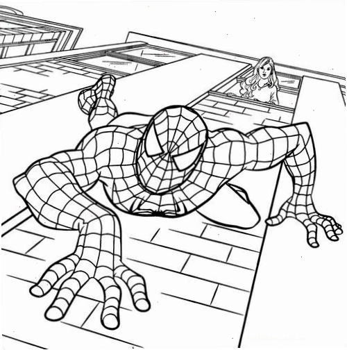 Người Nhện đu tơ bé trai đang tập trung tô màu hình spiderman tô màu