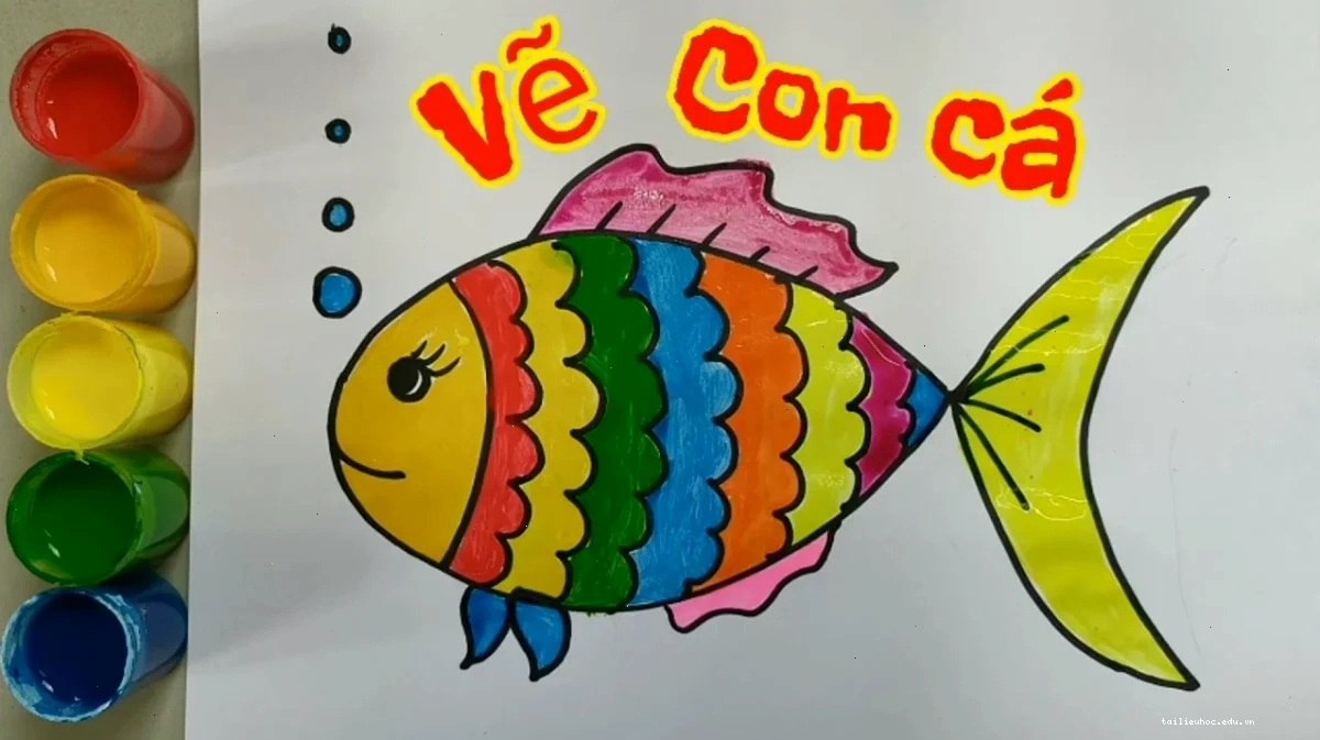 đàn cá bơi lội bộ tranh con cá tô màu gì đẹp cho bé mầm non
