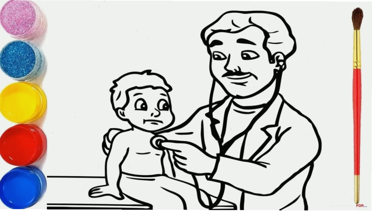 bộ tranh tô màu bác sĩ khám bệnh chất lượng