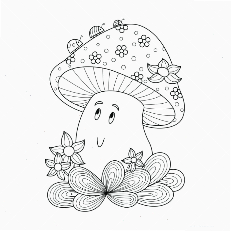 Nấm mùa mưa Cây nấm tô màu trong cơn mưa