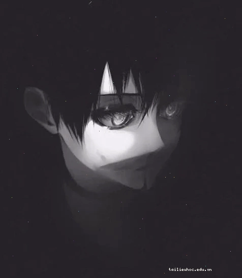 Chàng trai với hình nền anime đen trắng