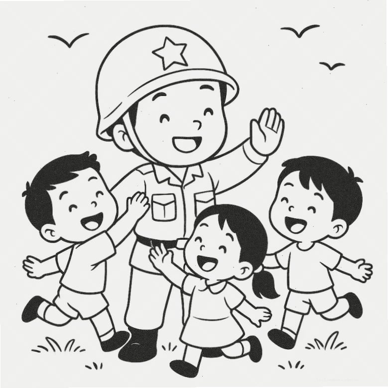 Chú bộ đội và xe tăng đáng yêu