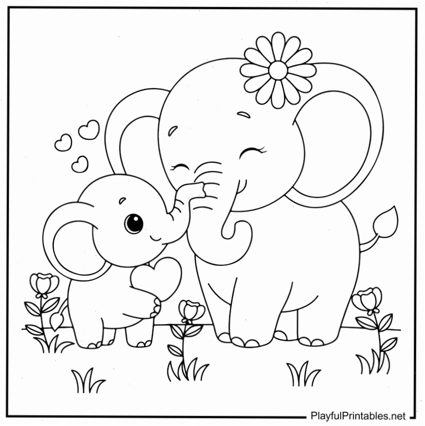 Chú voi mẹ và con Chú voi mẹ và con và chủ đề con voi tô màu gì