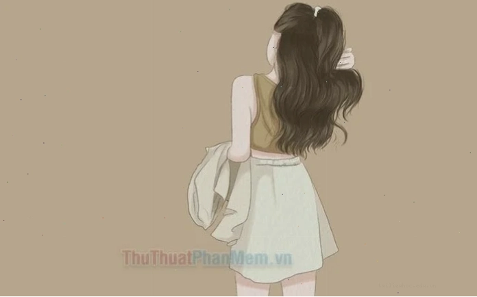 Cô gái đứng quay lưng trên cánh đồng hình nền cô gái quay lưng
