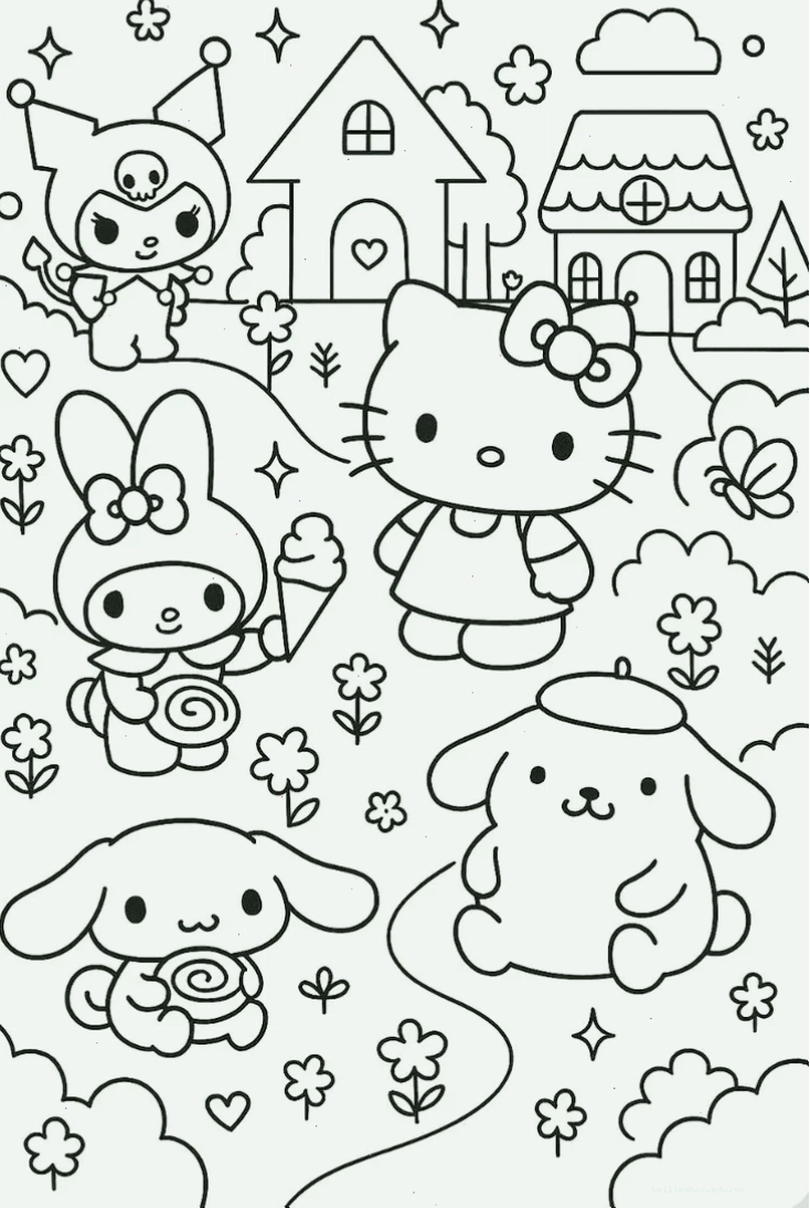 Kitty đáng yêu Cô mèo Kitty dễ thương trong hình hello kitty để tô màu