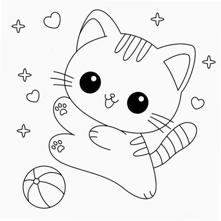 mèo chibi đơn giản con mèo tô màu gì với mắt tròn