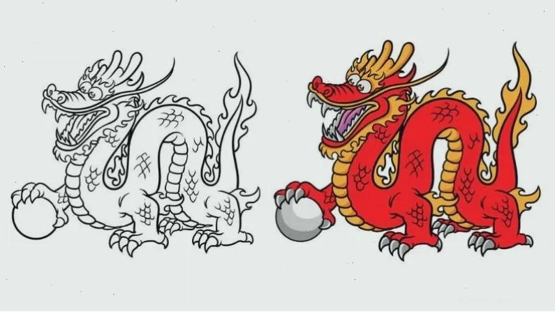 Rồng vàng kiêu sa con rồng tô màu gì đẹp với vảy vàng kim