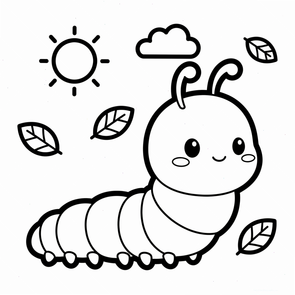 Sâu ăn lá ngộ nghĩnh con sâu tô màu ăn lá