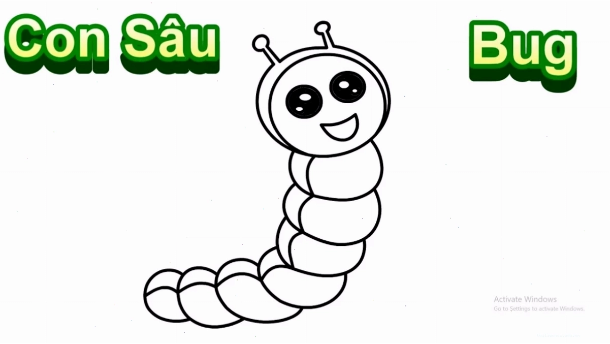Sâu hạnh phúc con sâu tô màu dễ thương