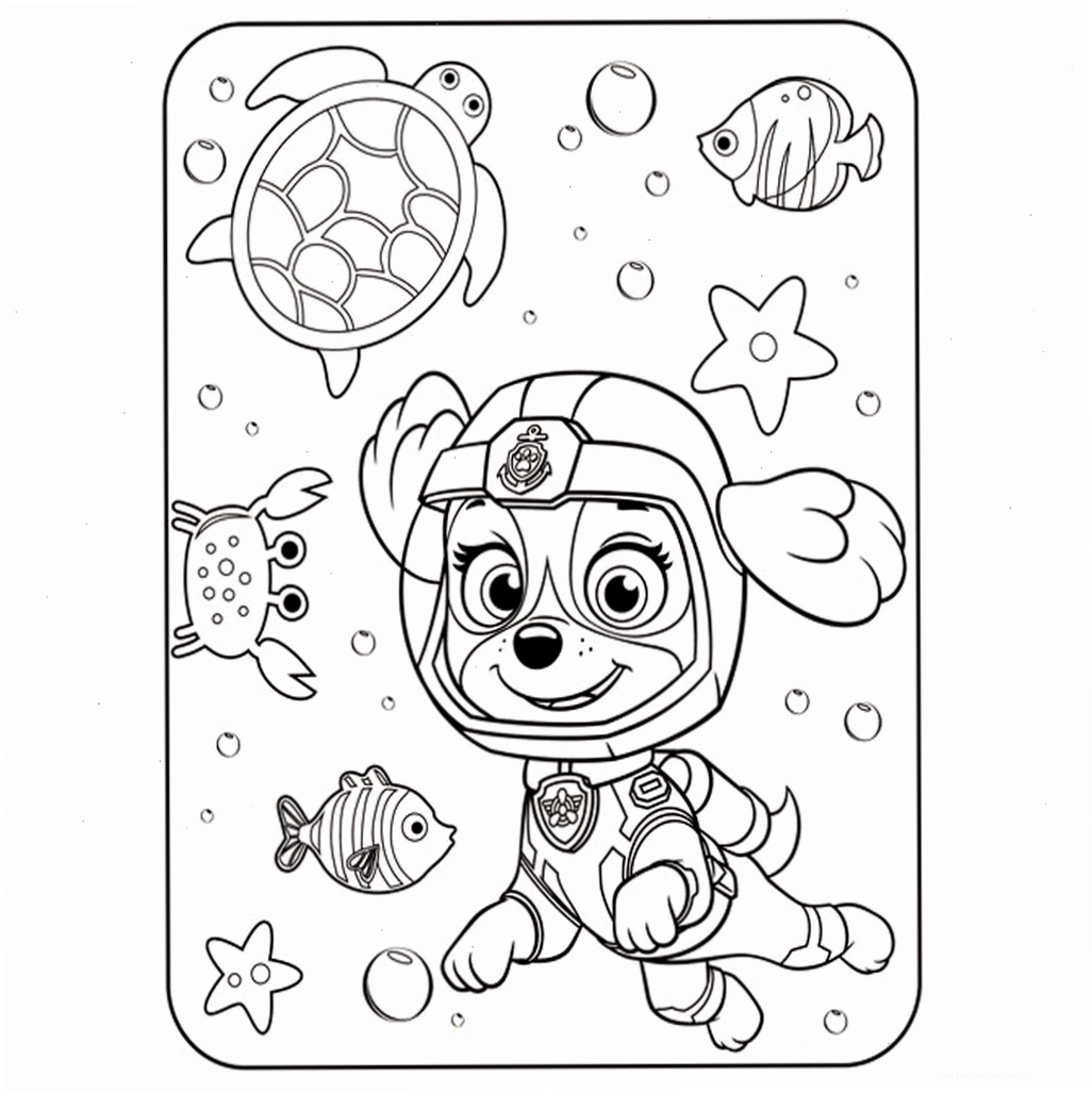 Đội Paw Patrol trong hình ảnh tô màu đội chó cứu hộ