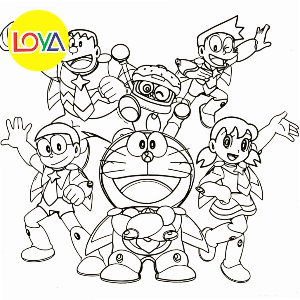 Doraemon bơi dưới đại dương trong in tranh tô màu doremon