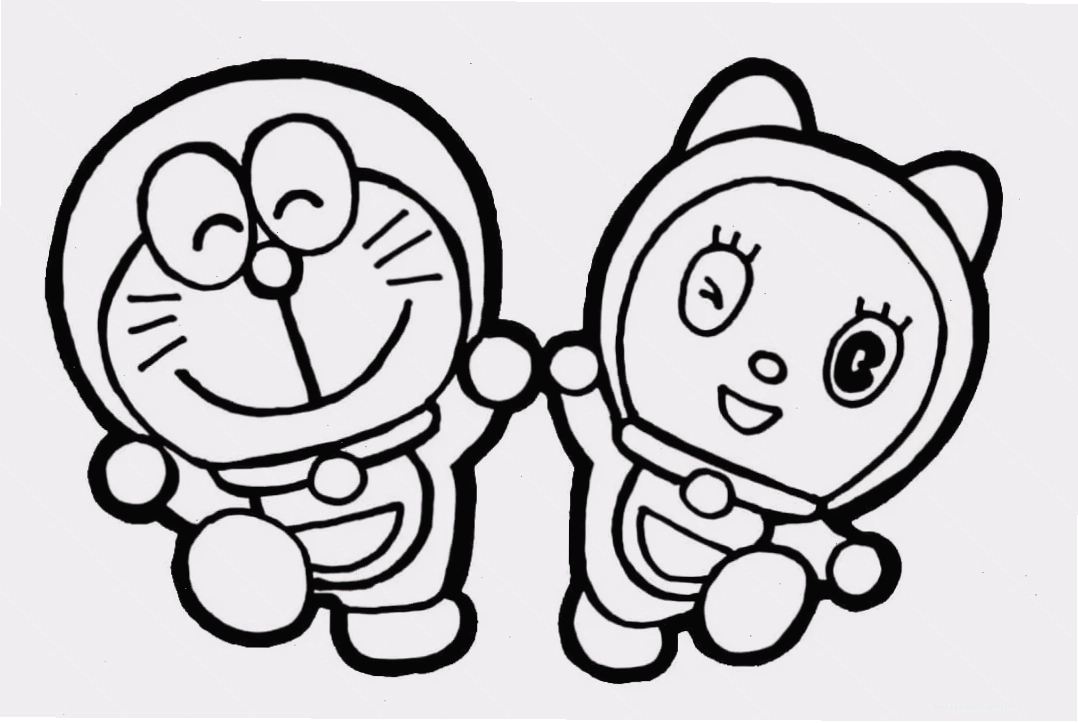Doraemon cưỡi chổi trong in tranh tô màu doremon