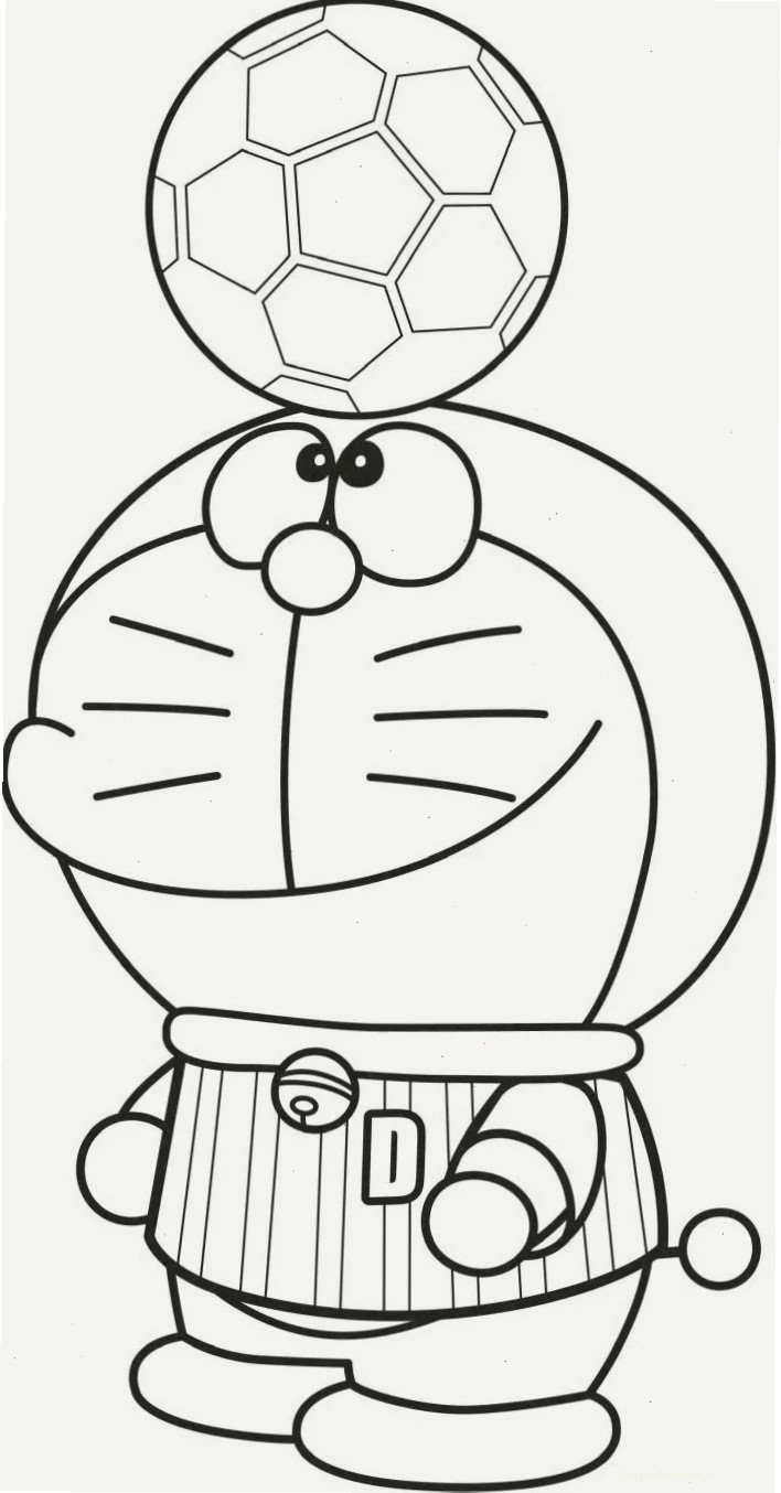 Doraemon đang chơi trong in tranh tô màu doremon