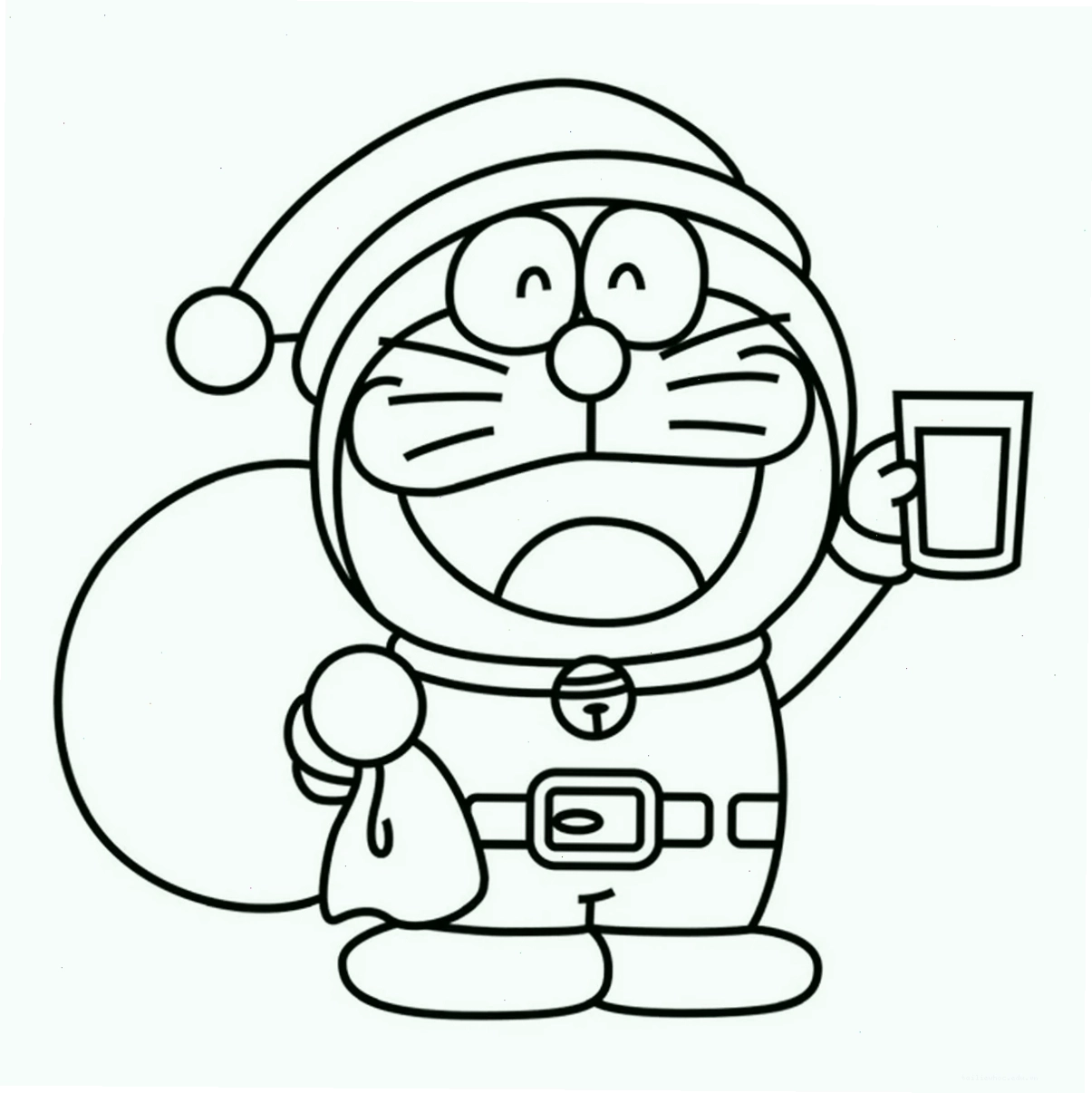 Doraemon đang hát trong in tranh tô màu doremon