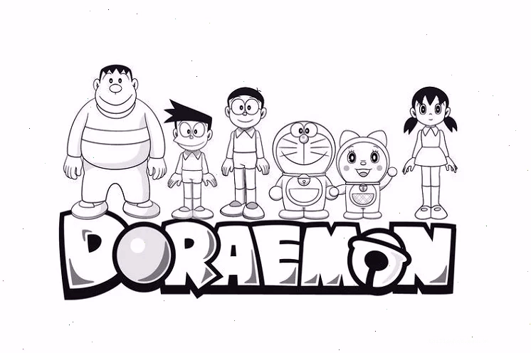 Doraemon đi chợ trong in tranh tô màu doremon