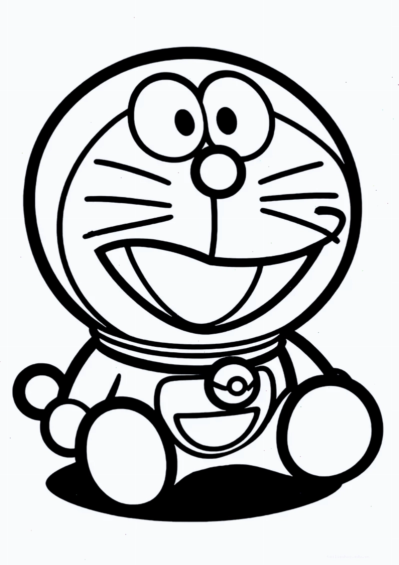 Doraemon đội mũ hình ngôi nhà trong in tranh tô màu doremon