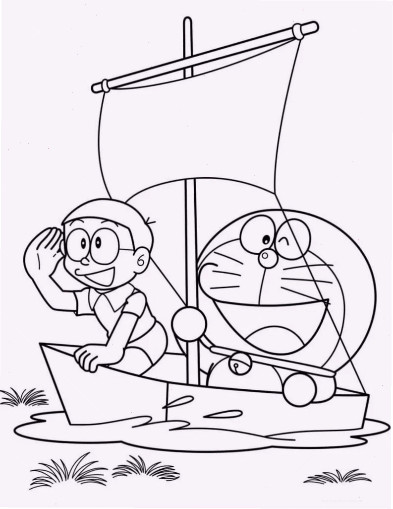Doraemon làm họa sĩ trong in tranh tô màu doremon