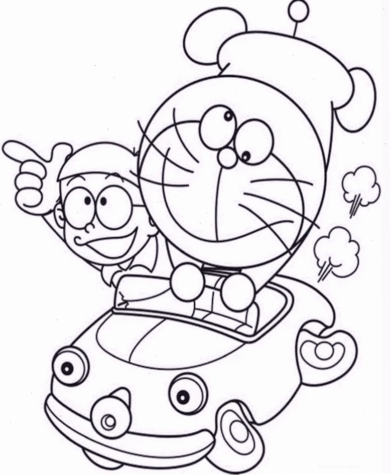 Doraemon trên lưng bọ trong in tranh tô màu doremon