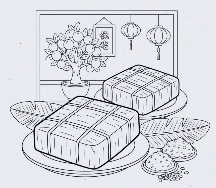 giáo án tô màu bánh chưng nhà trẻ cùng trò chơi thi đua