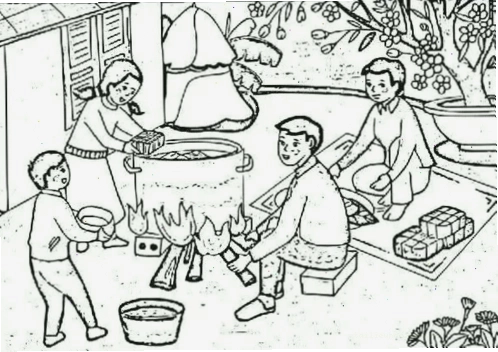 giáo án tô màu bánh chưng nhà trẻ với sản phẩm hoàn thiện