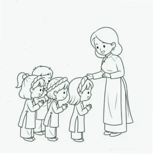 giáo án tô màu tranh vẽ cô giáo và các bạn đơn giản