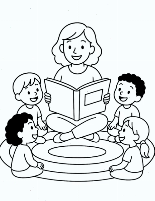 giáo án tô màu tranh vẽ cô giáo và các bạn sáng tạo