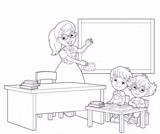 giáo án tô màu tranh vẽ cô giáo và các bạn tại phòng tạo hình