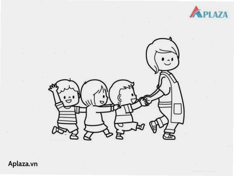 giáo án tô màu tranh vẽ cô giáo và các bạn thân thiện