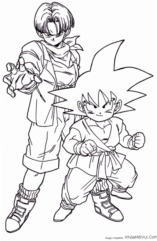 hình 7 viên ngọc rồng tô màu nhân vật Goku siêu cấp