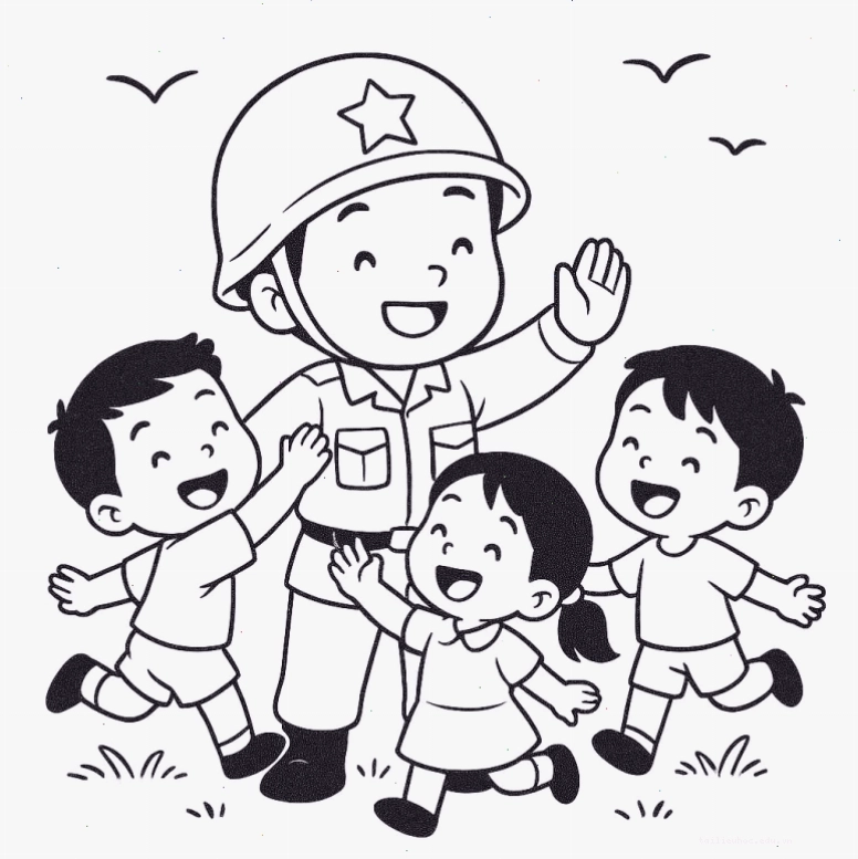 Chú bộ đội bộ binh hình ảnh chú bộ đội để tô màu bộ binh