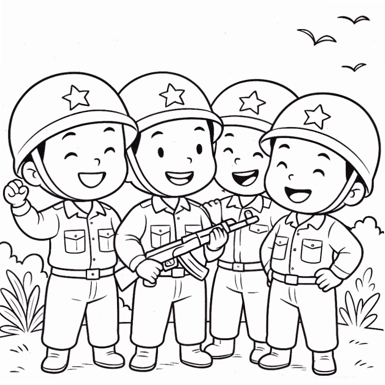 Chú bộ đội gác biên cương hình ảnh chú bộ đội để tô màu đứng gác
