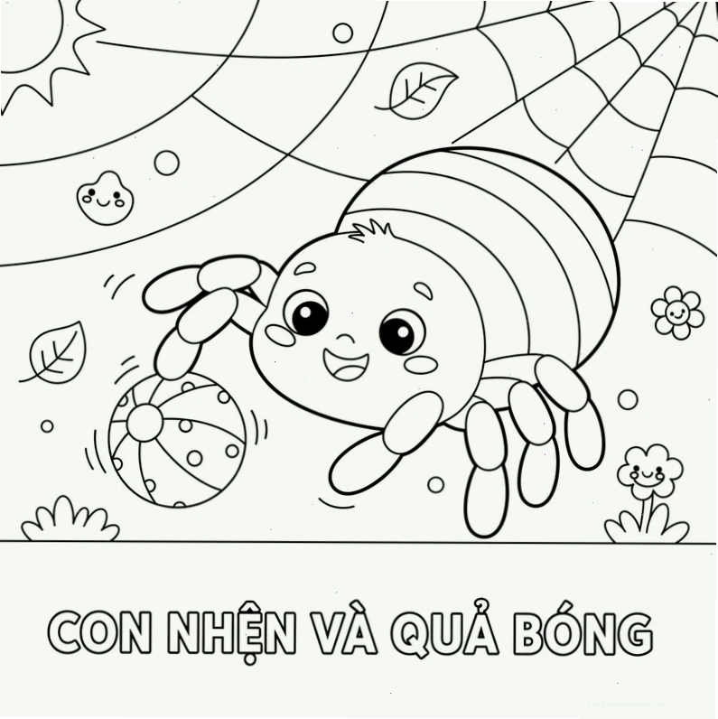 tranh in cho bé hình ảnh con nhện tô màu sắc nét