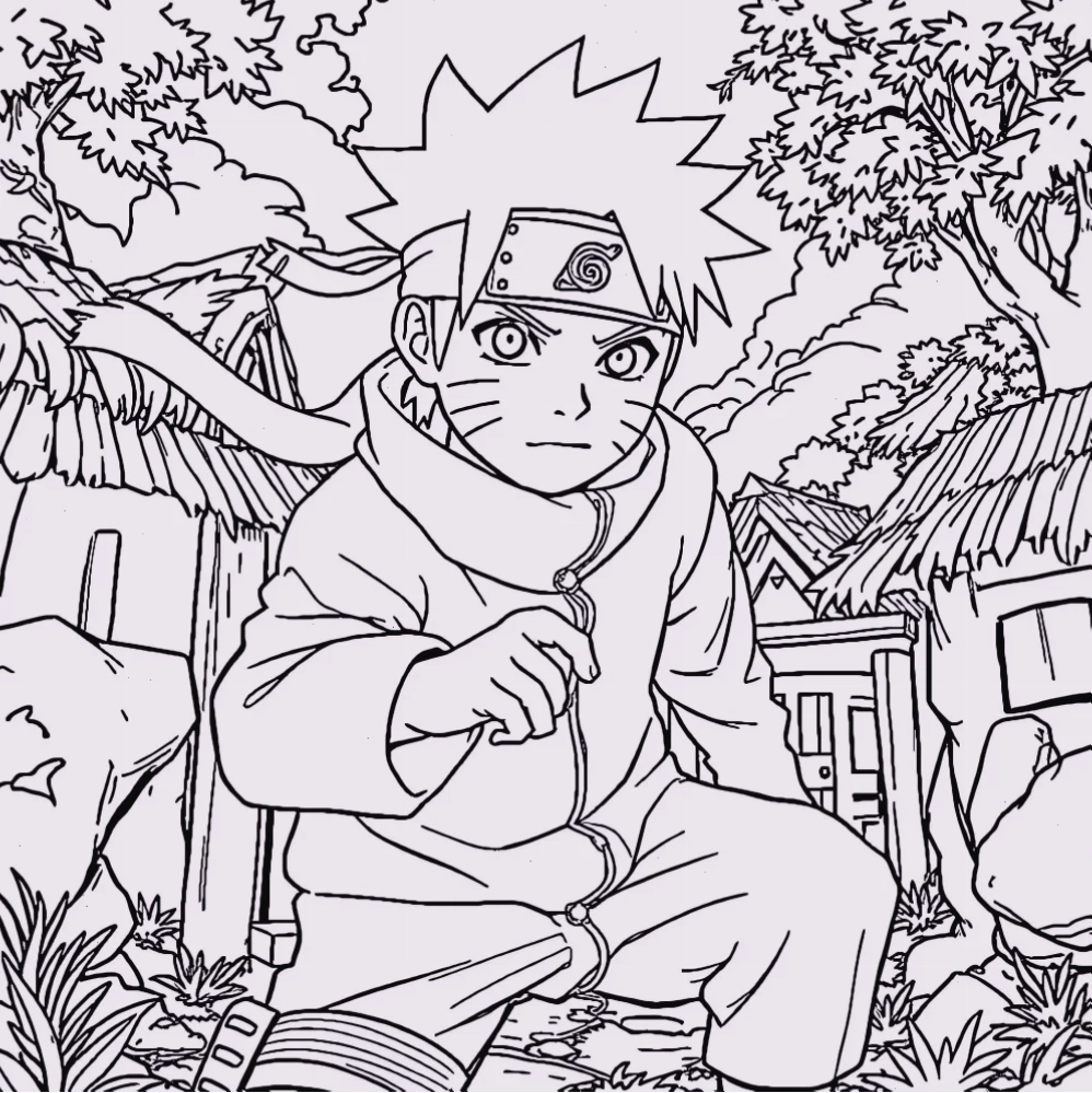 hình ảnh naruto tô màu cùng Hinata