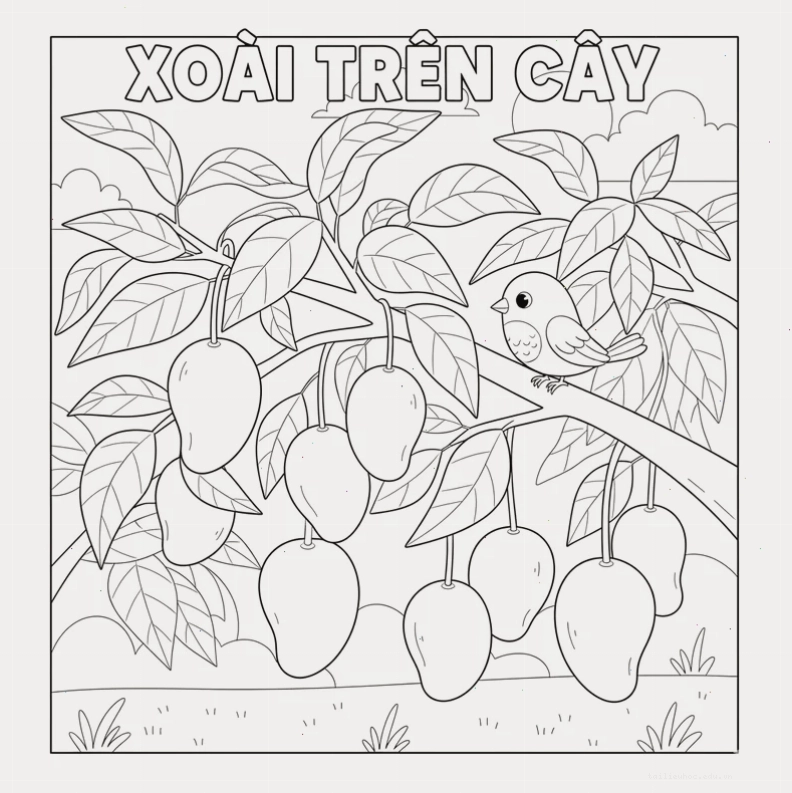 hình ảnh quả xoài tô màu sinh động