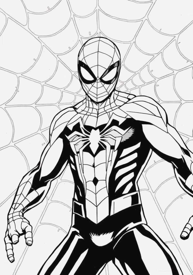 Xoay người linh hoạt hình ảnh spider man tô màu đang xoay người