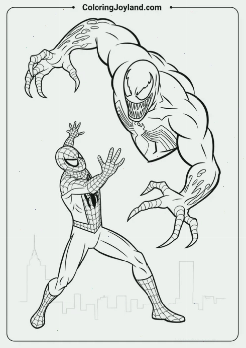 Spider Man đấu Venom hình ảnh spider man tô màu phiên bản Venom