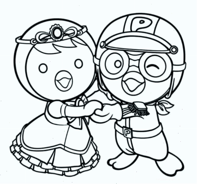 Pororo cánh cụt hình chim cánh cụt tô màu Pororo dáng đi ngộ nghĩnh