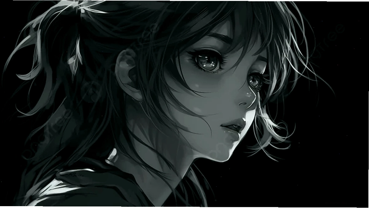 Hình nền anime trắng đen phong cảnh