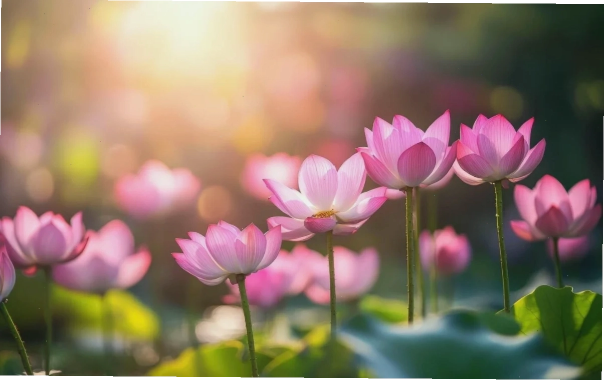 Sen trang trí nội thất hình nền bông sen đẹp nhất trong phòng khách